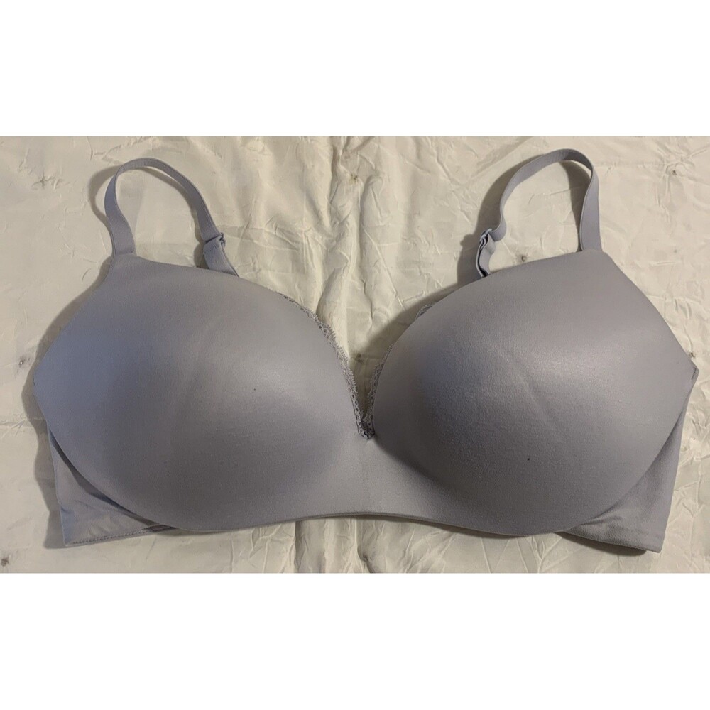 Victorias Secret VS Padded Plunge Bra 38D Lilac Lt. Blue Lace Underwire - Picture 6 of 6